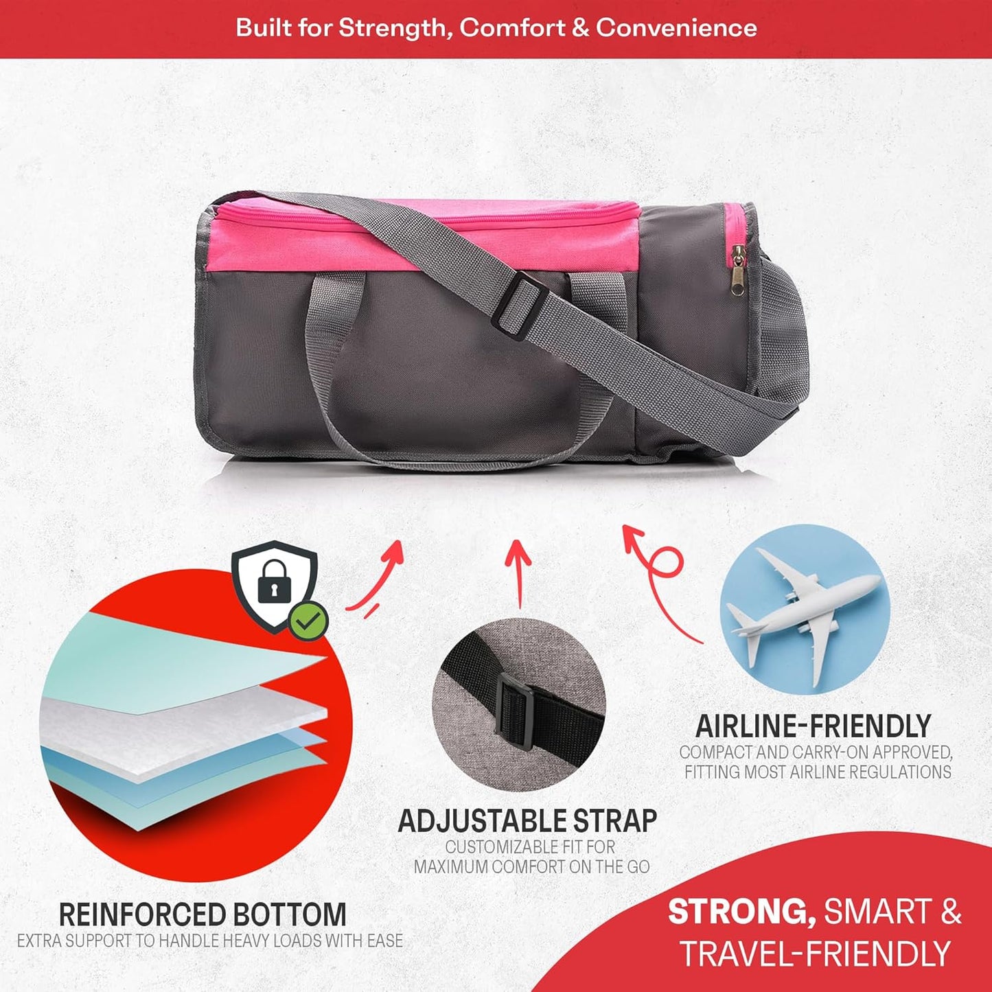 Sporttasche, 20 L, 20 L Pink / Grau