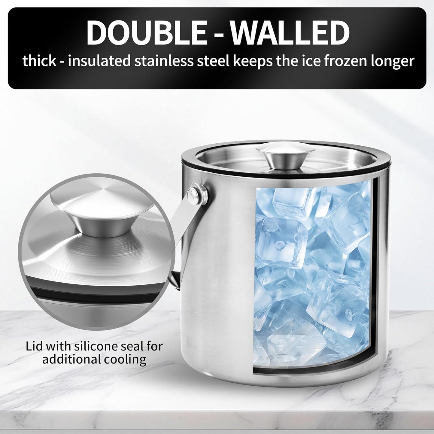 Eiswürfelbehälter mit Deckel und Zange, 2.0L