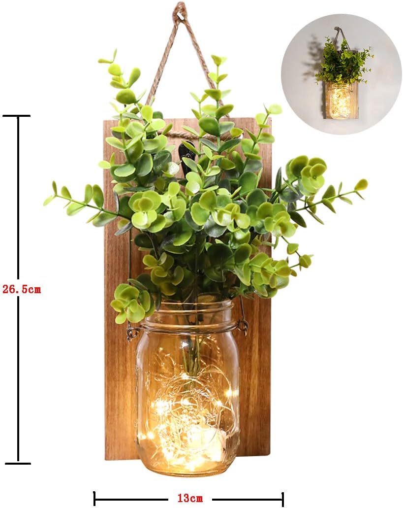 Mason Jar Lichter-Set mit Pflanzen (2 Stück), Grüne Pflanzen