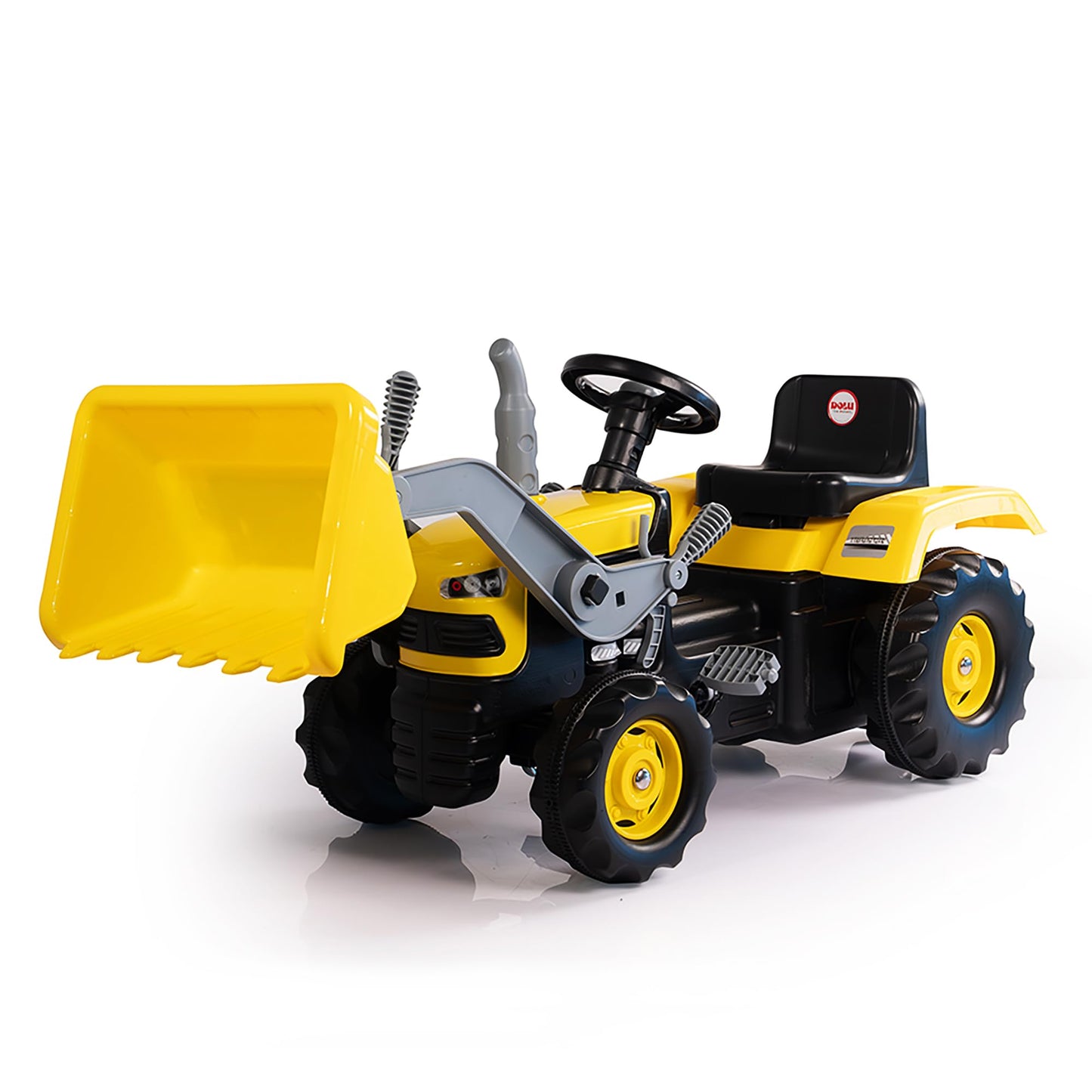 Pedaltraktor mit Bagger, Gelb mit Bagger