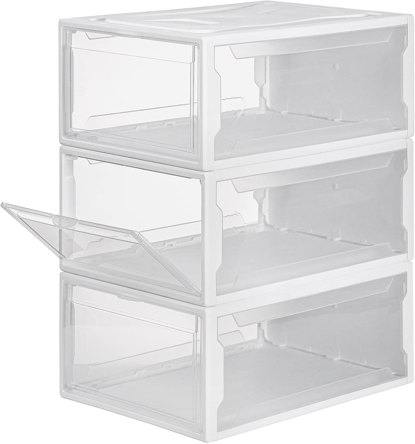 Stapelbare Schuhboxen-Set (3er Pack), 37 x 26 x 16 cm