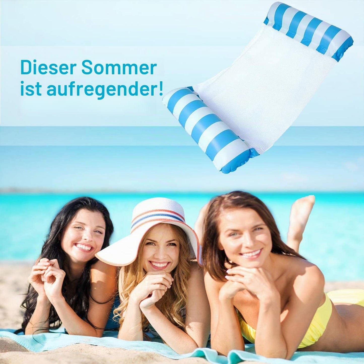 4-in-1 Wasserhängematten mit Luftpumpe, 1Rot + 1Blau