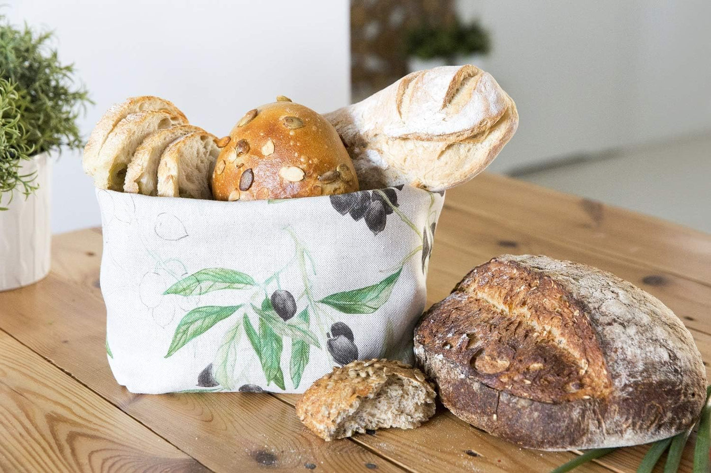 2in1 Brotbeutel, 2 in 1 Schwarze Oliven