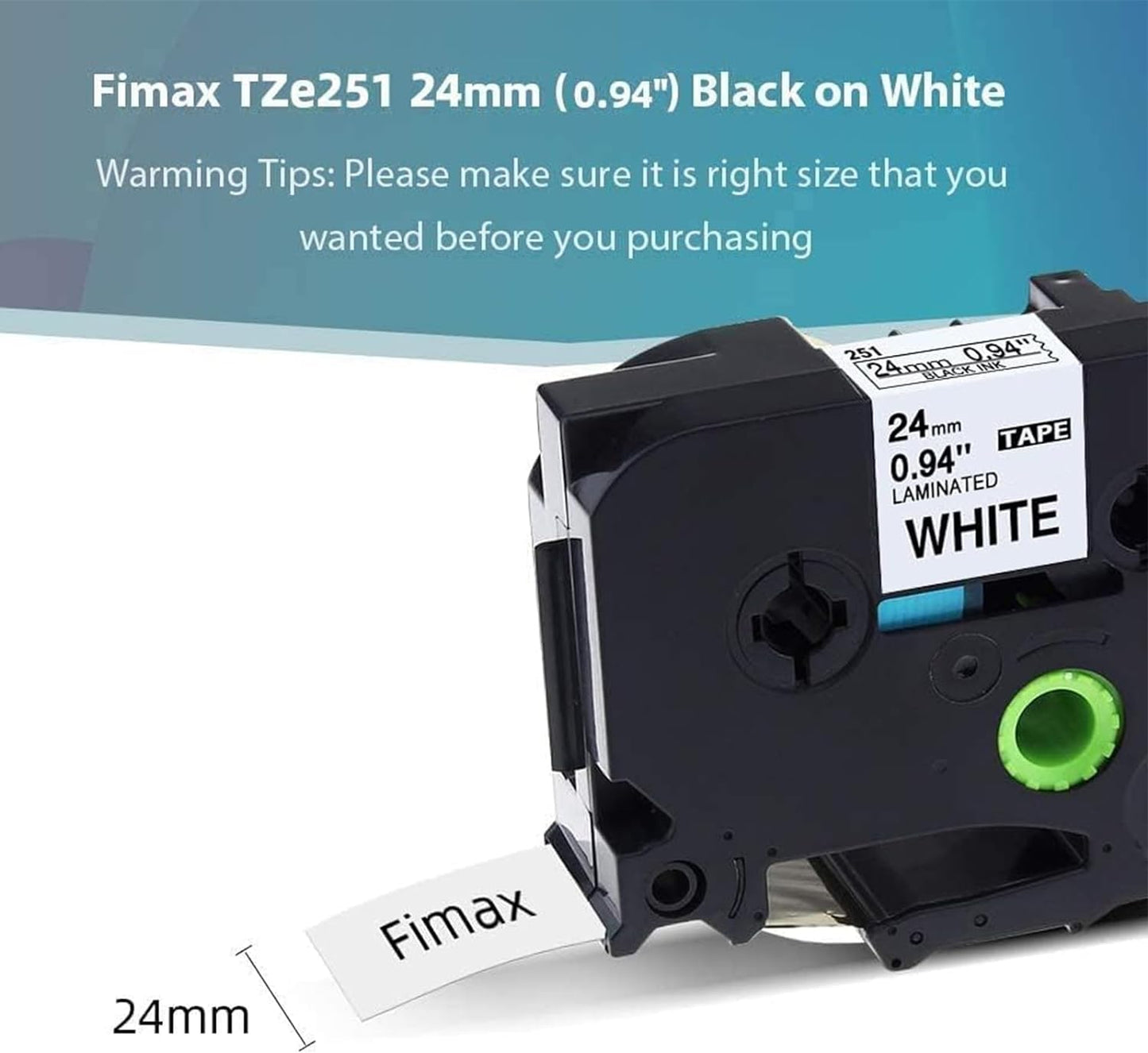 Schriftband TZe-251, Schwarz auf Weiss 24mm