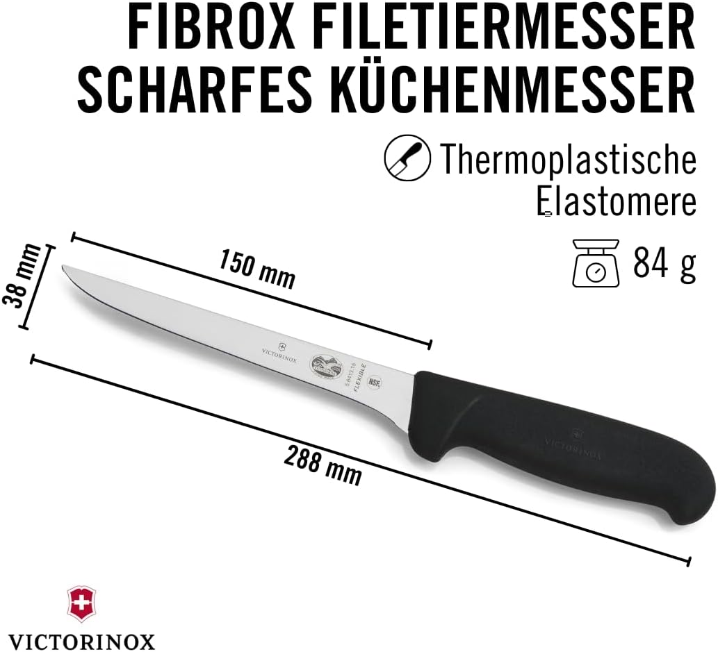 Fibrox Ausbeinmesser mit flexibler Klinge, Schwarz Flexible Klinge