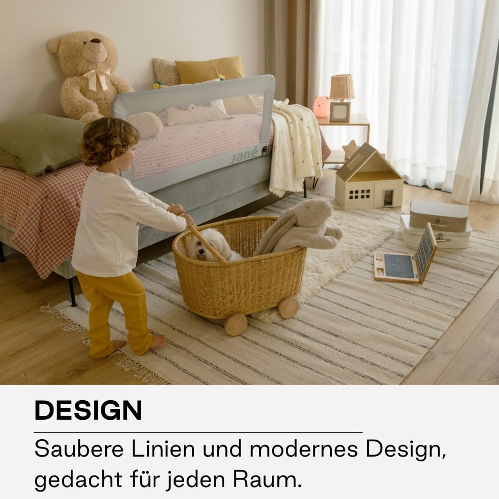 Klappbares Kinderbettgitter, 140 cm Grau