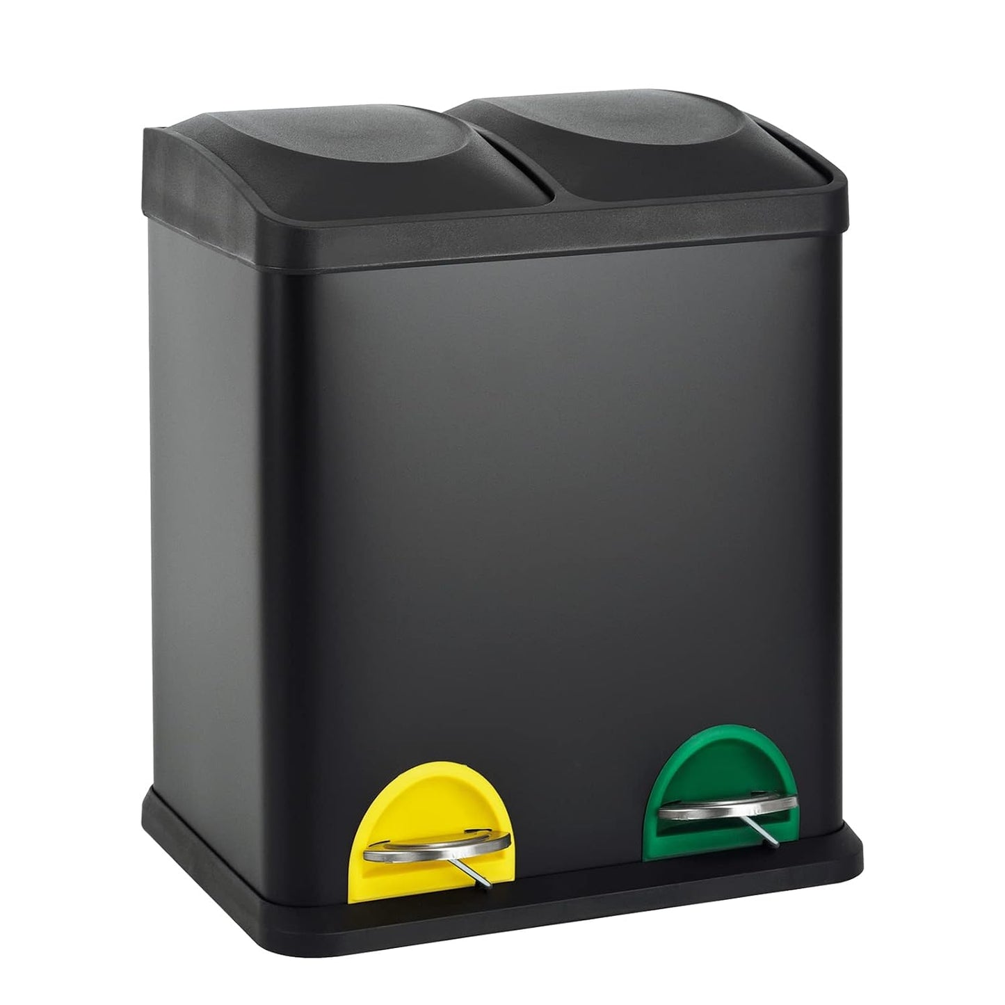 TC2X15 Doppelter Abfalleimer mit Inneneimern, Schwarz