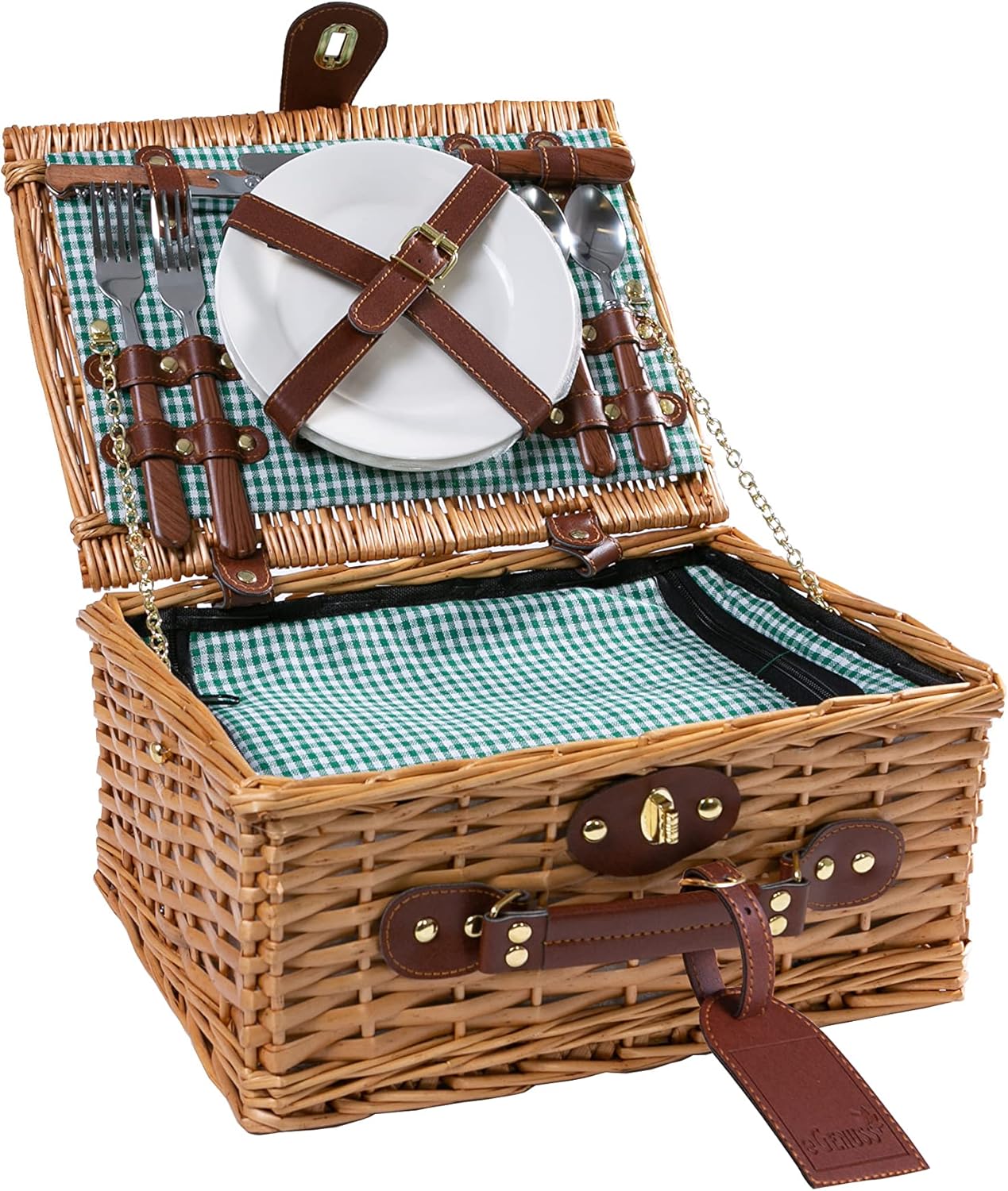 Picknickkorb mit Kühlfach, Grün / für 2 Personen