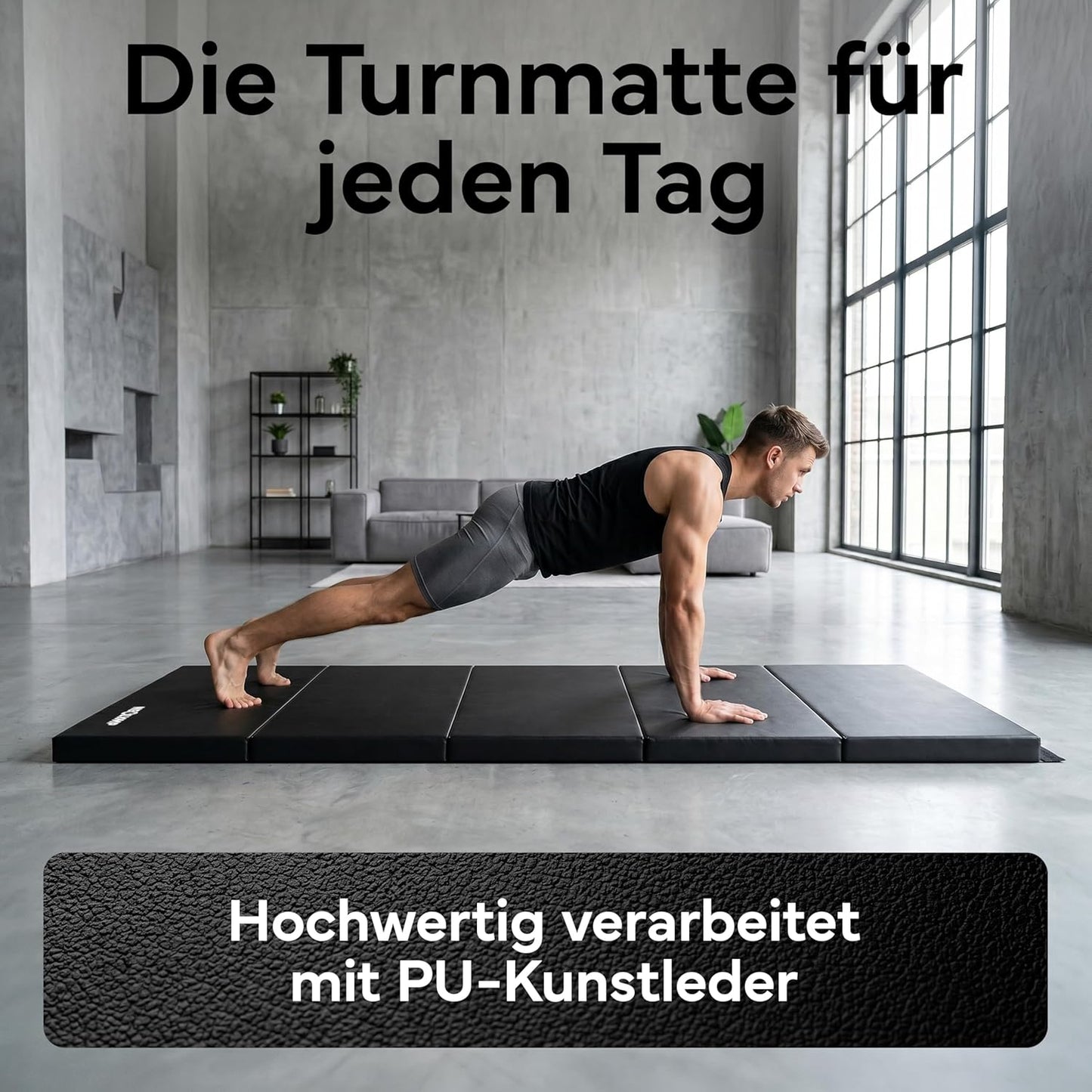 Faltbare Turnmatte, Schwarz 190 x 80 x 3 cm