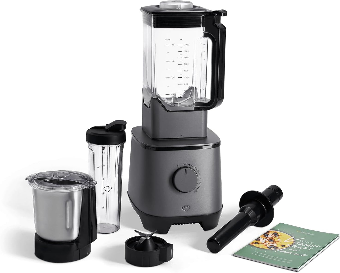 Standmixer Hanno, Anthrazit + Mixbehälter & Flasche