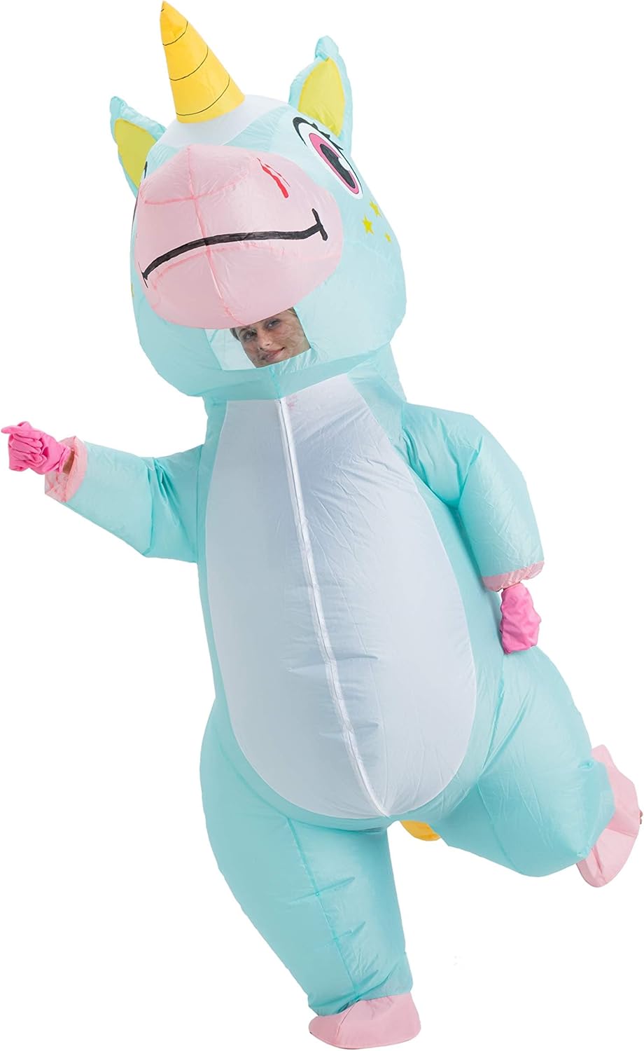 Aufblasbares Einhorn Kostüm für Erwachsene, Einheitsgröße Blau
