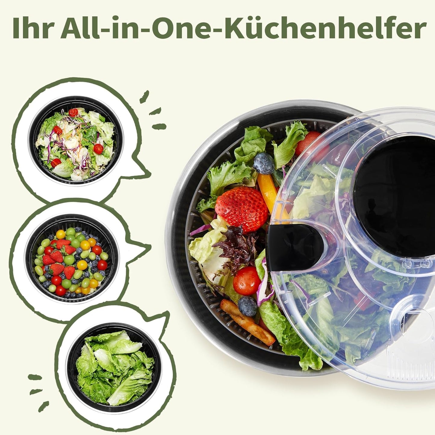 Salatschleuder aus Edelstahl