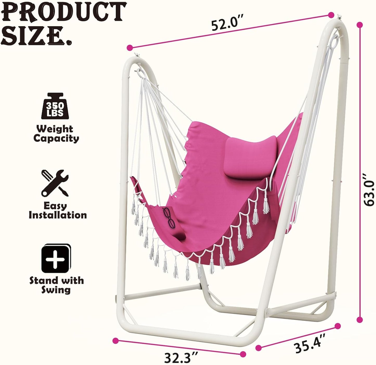 Hängesessel mit Gestell, Rosa
