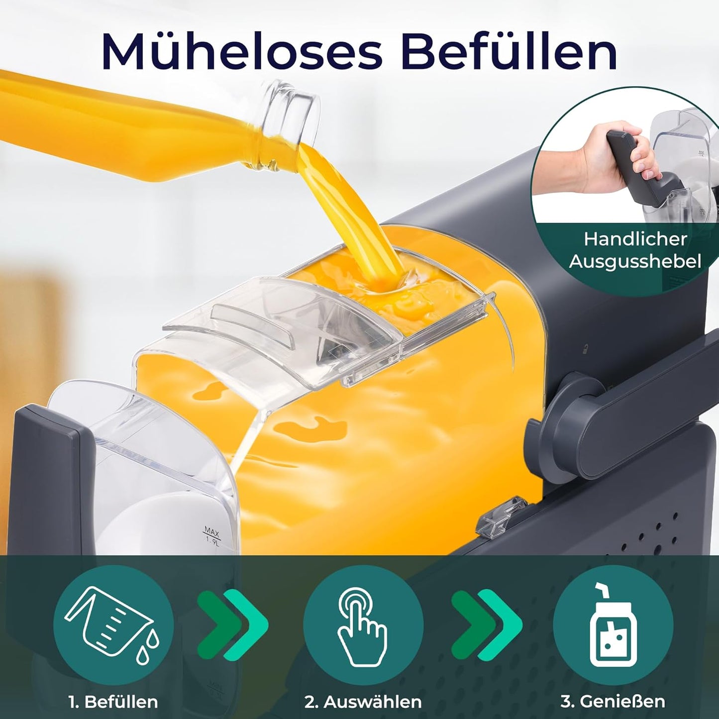 5in1 Slush Maschine mit Turbo Freeze, 2,6L Grau 5in1