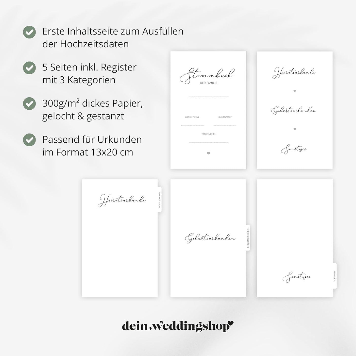 Familienstammbuch mit Register, 16x21 cm