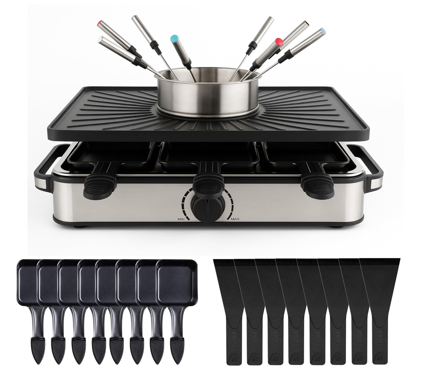 Fondue/Raclette Tischgrill-Set für 8 Personen, Fondue Set