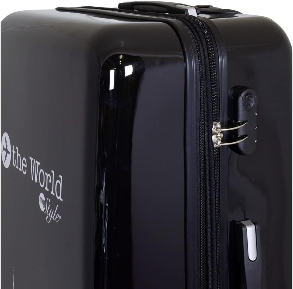 Grosser Reisekoffer mit Städtedesign, Fly The World Schwarz