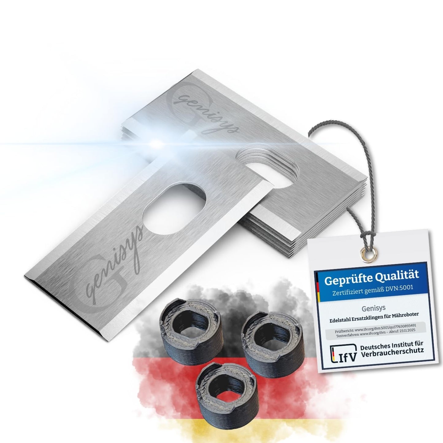 12-teiliges Ersatzmesser-Set für Mähroboter, 12 + 12 Muttern