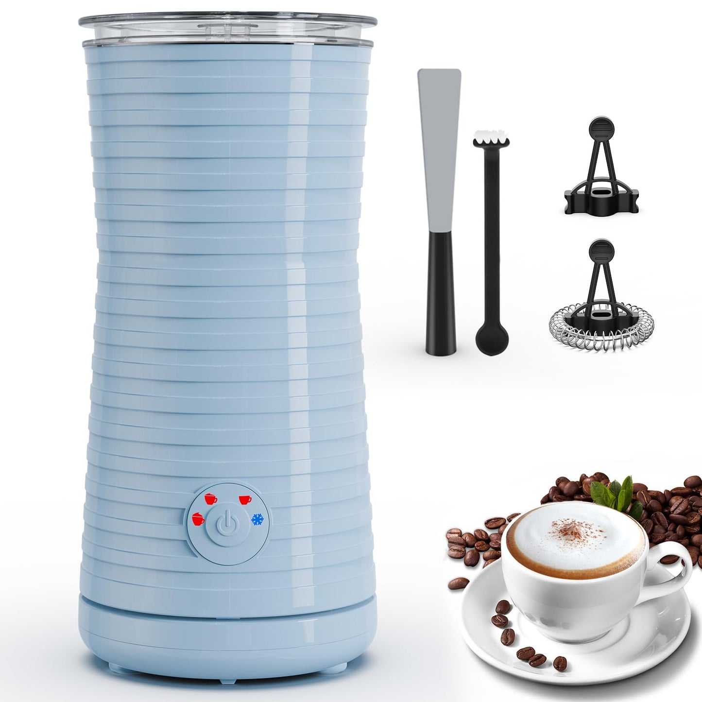 4-in-1-Milchaufschäumer, Blau