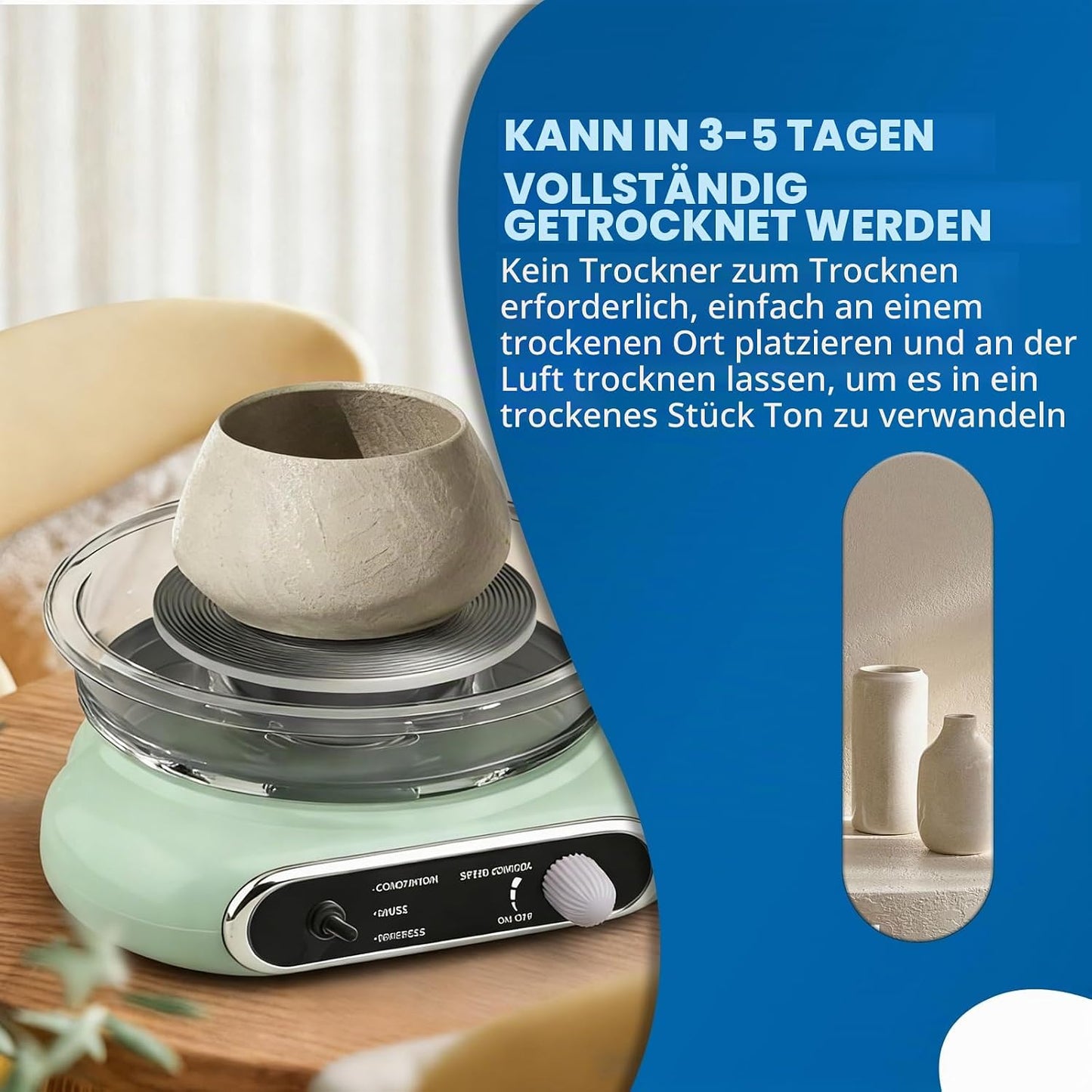 Mini-Töpferscheiben-Set mit Fusspedal und einstellbarer Geschwindigkeit