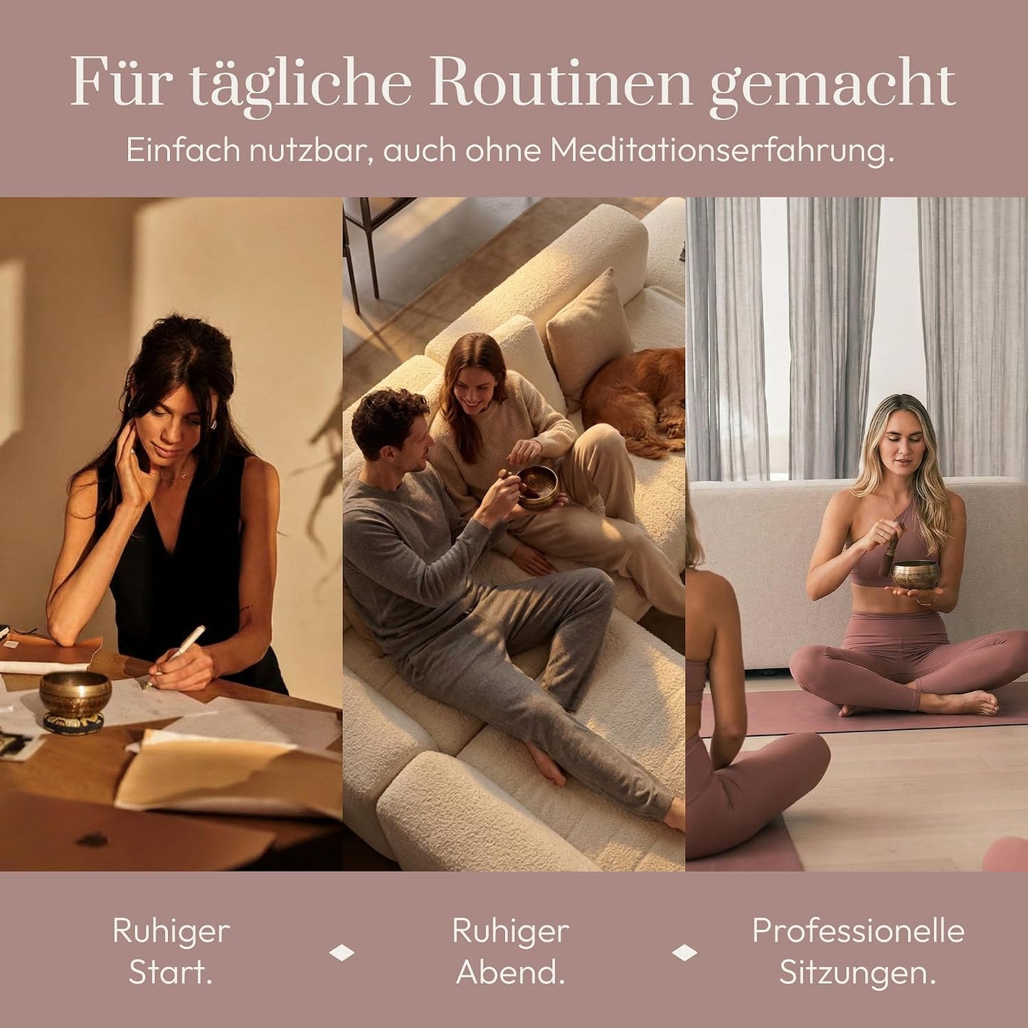 Klangschalen-Set mit Kissen & Klöppel, Kohleschwarz Mit Tasche