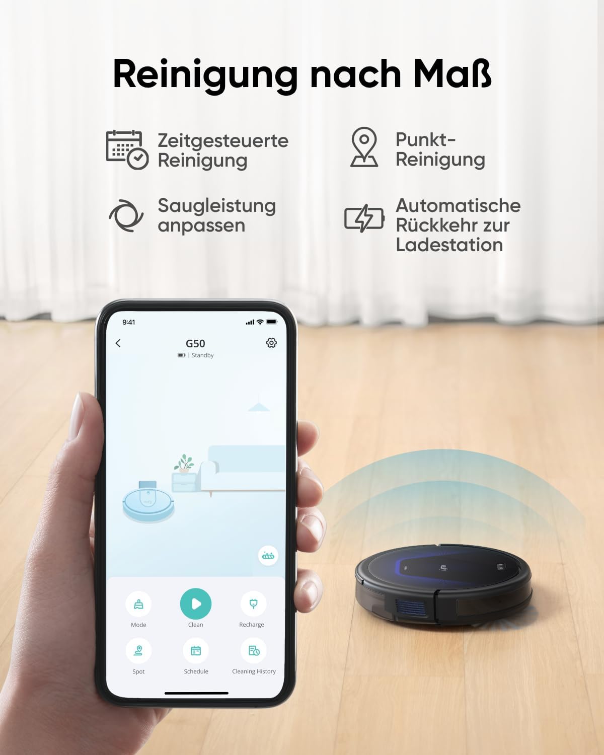 Saugroboter mit 4000Pa Saugkraft, eufy G50