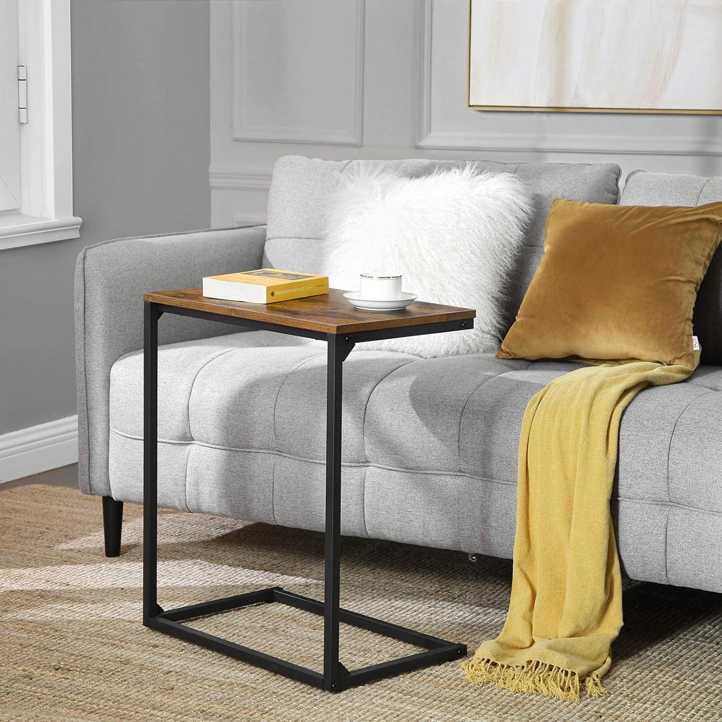 Nightstand, 35 x 55 x 66 cm ; Vintagebraun + Schwarz