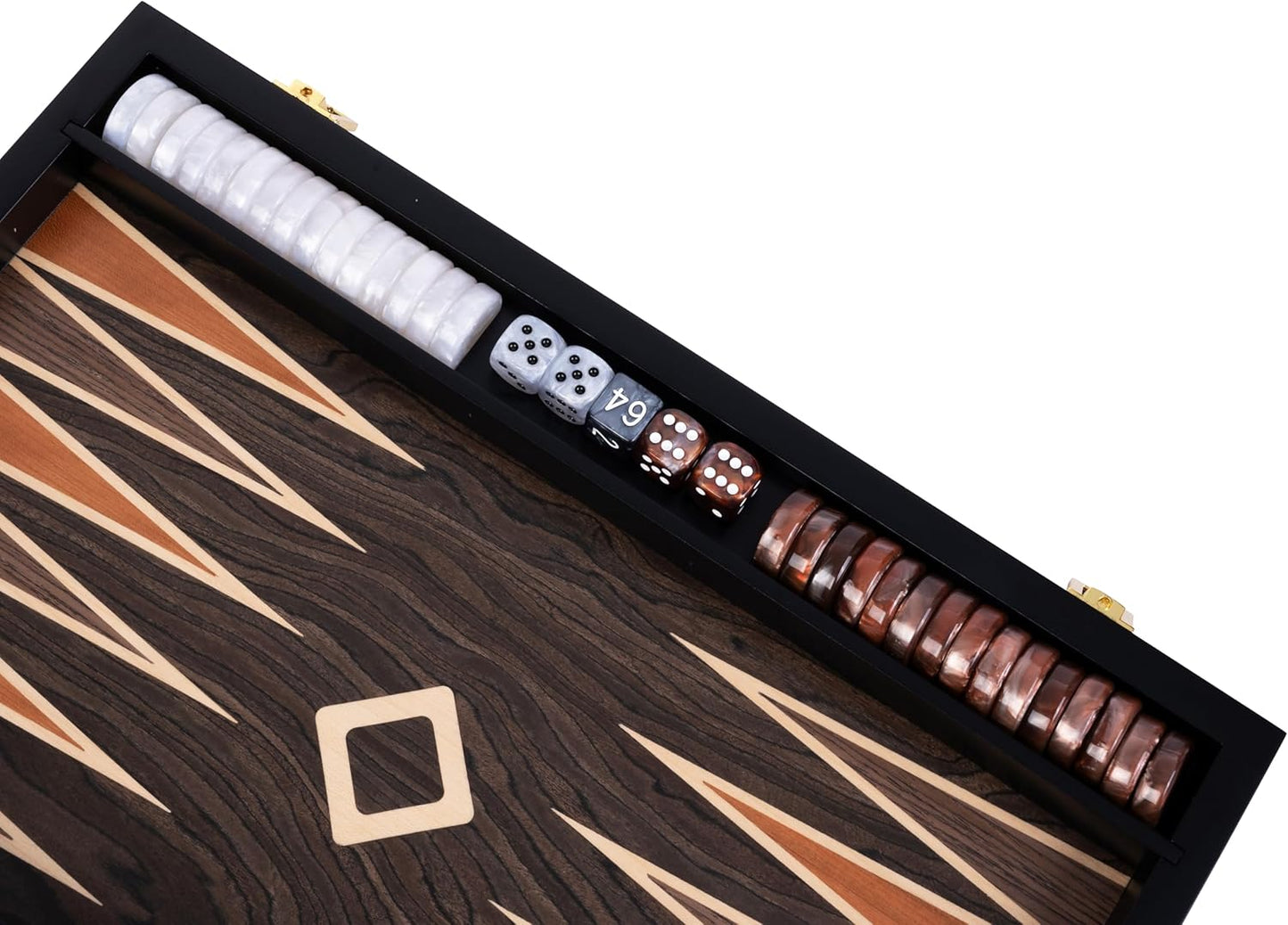 Luxus-Backgammon Spielbrett, 18 Zoll ; Ebenholzbraun