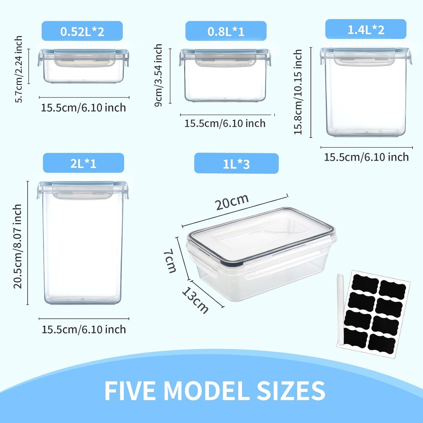 Luftdichte Vorratsdosen-Set (8-teilig) mit Ausgiessdeckel, 8PCS2M3F3