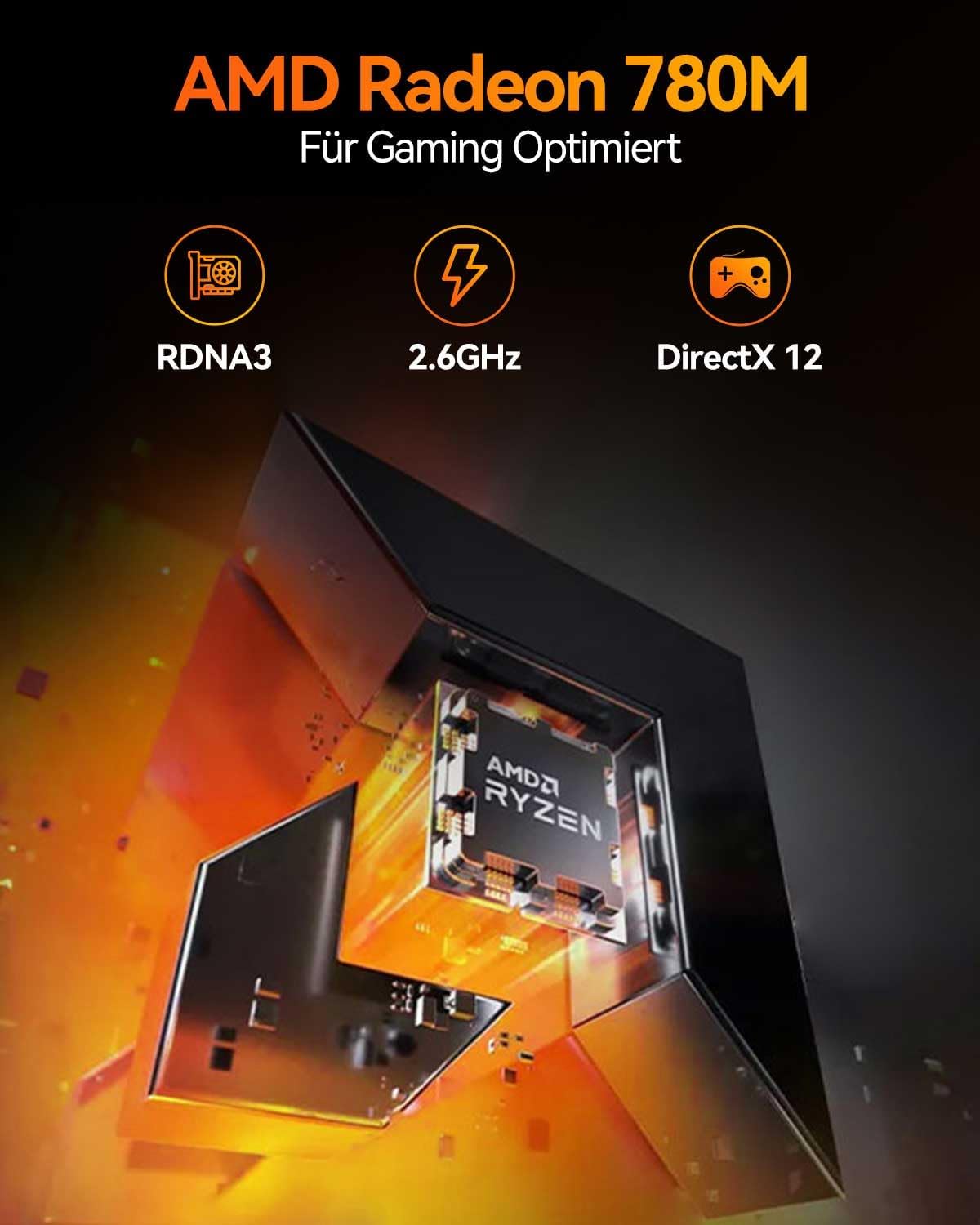 Mini-PC mit Ryzen 7 8745HS & Windows 11 Pro, R7-8745(16GB+1T)