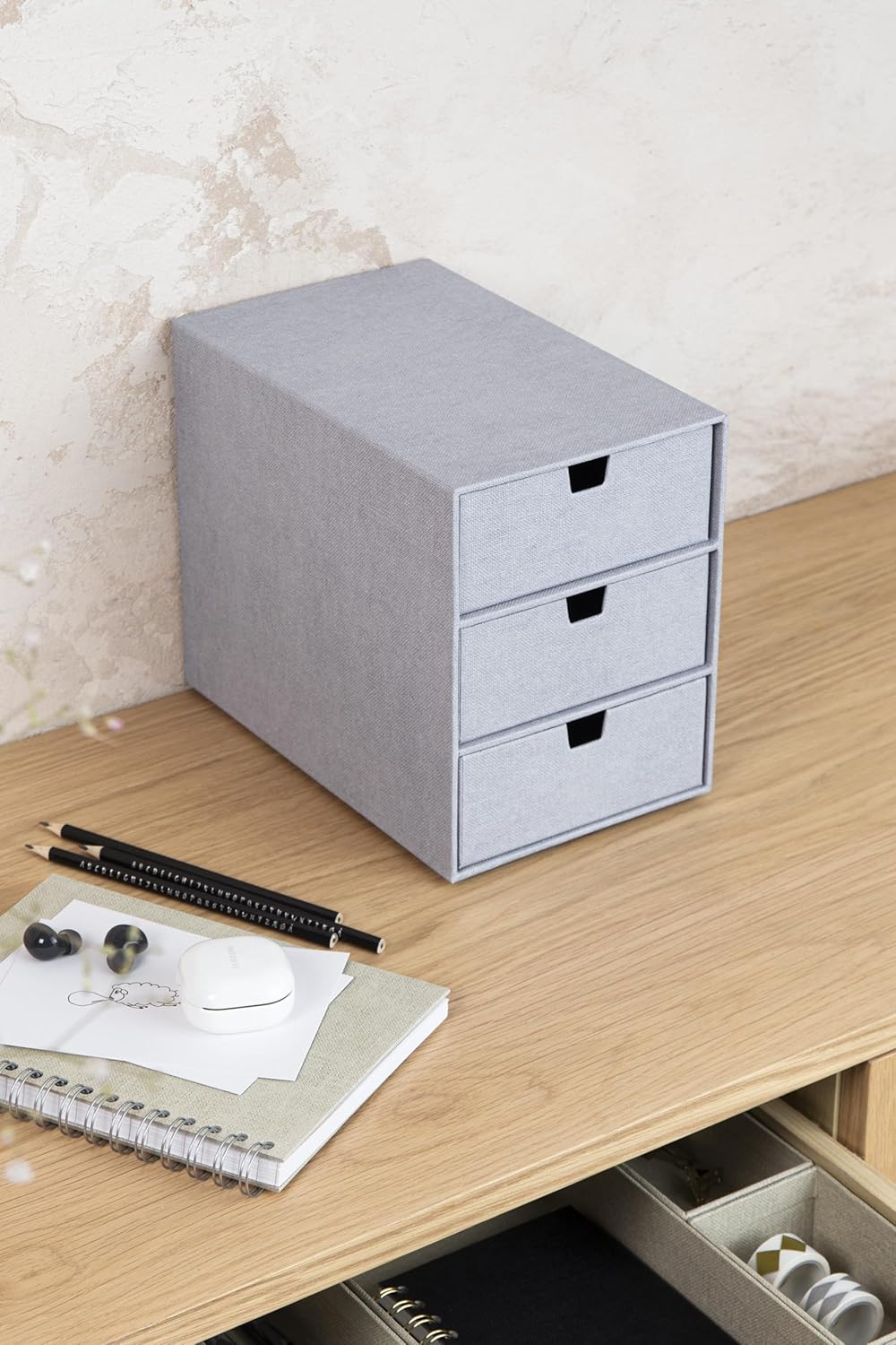 Schubladenbox Ingrid mit 3 Schubladen, Grau Medium