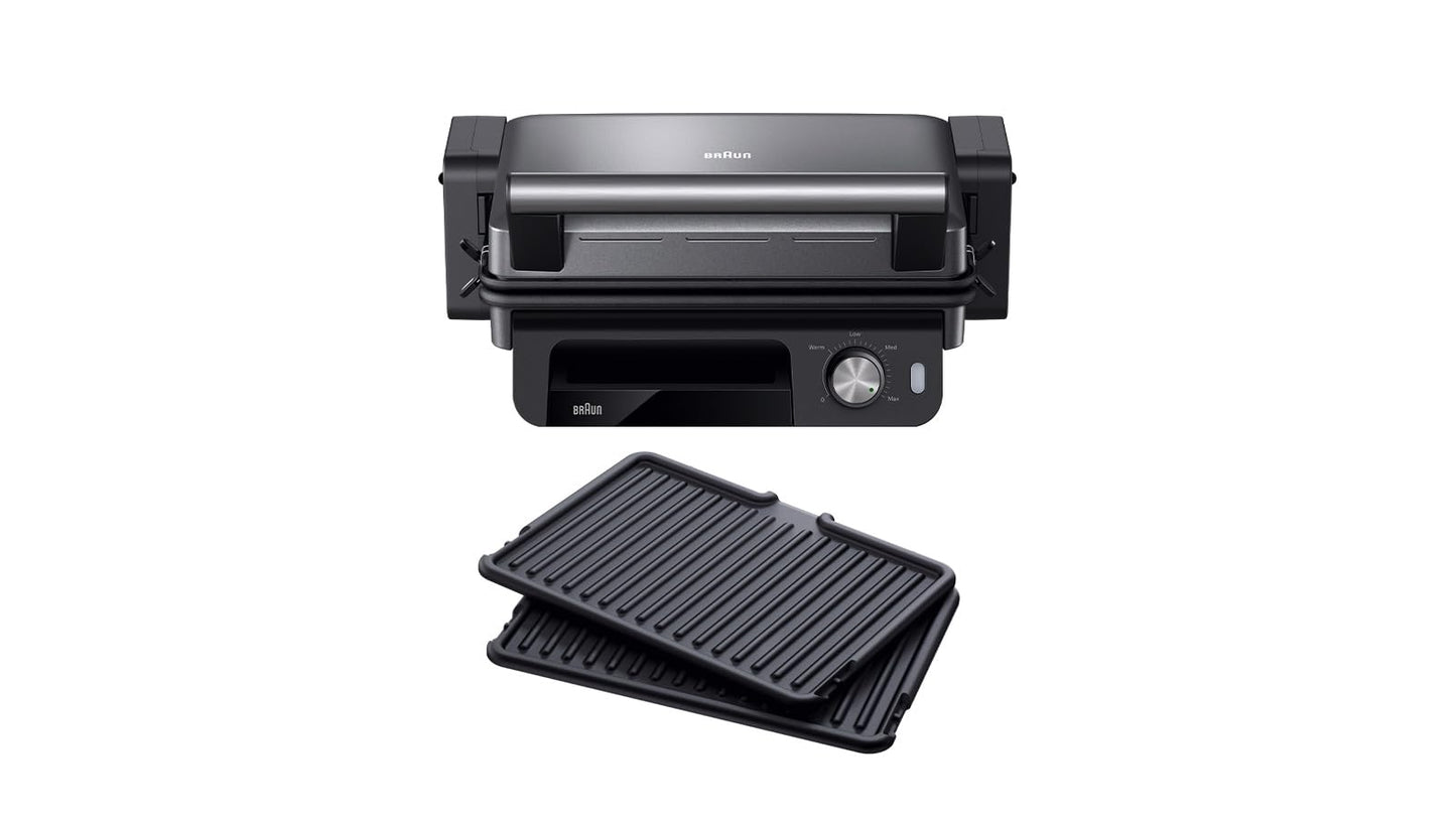MultiGrill 5 Kontaktgrill, 1 Grill-/1 Plancha-Platte + manuelle Temperatureinstellung, silber