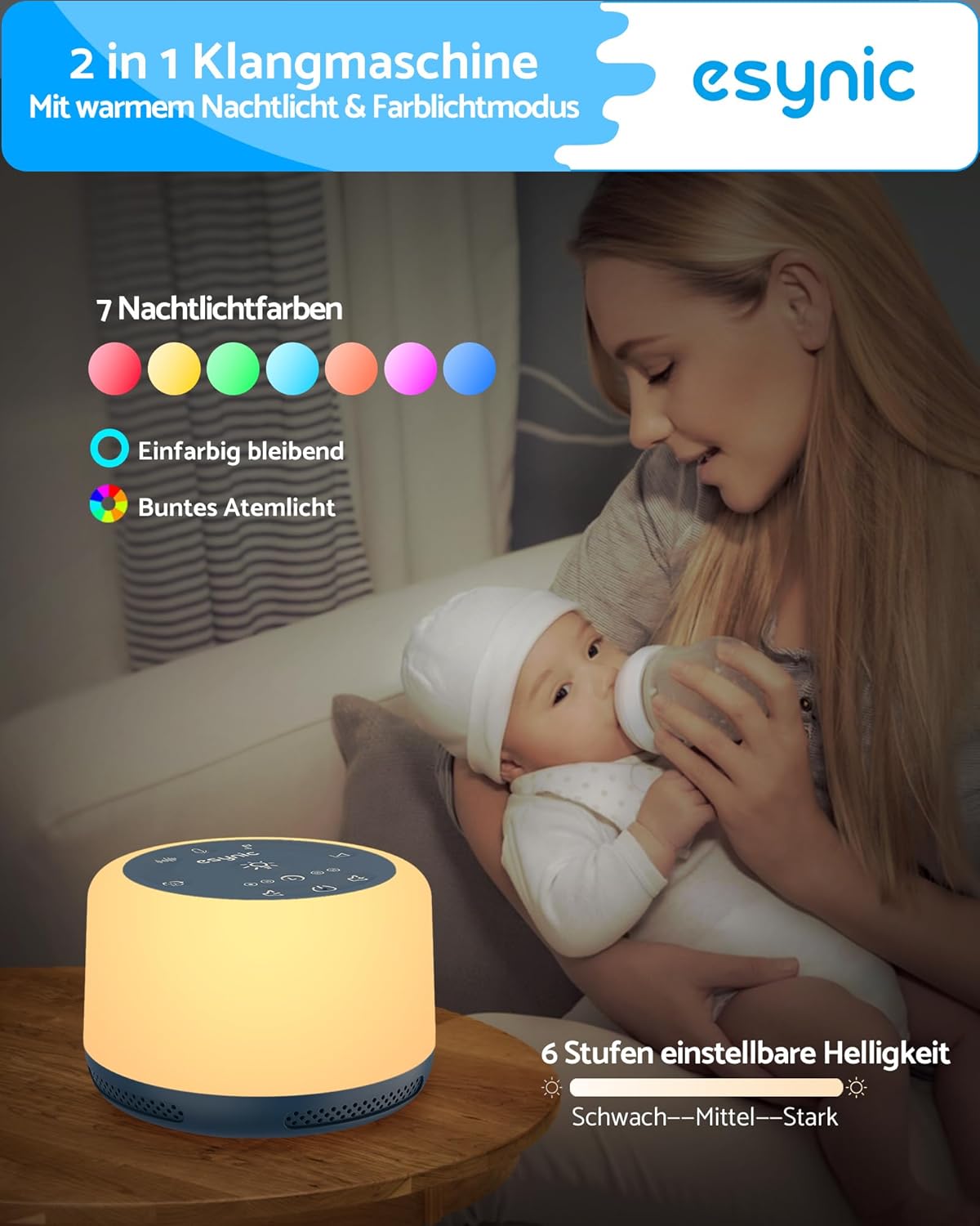 Einschlafhilfe mit LED-Nachtlicht, Weiß