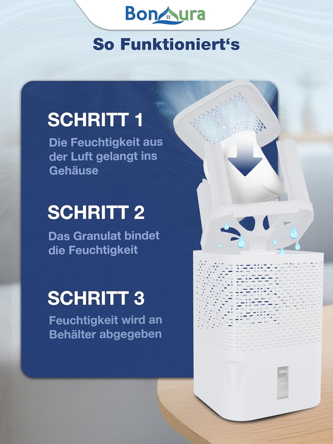Luftentfeuchter AirOne, Luftentfeuchter Airone White + 5 X Granulat