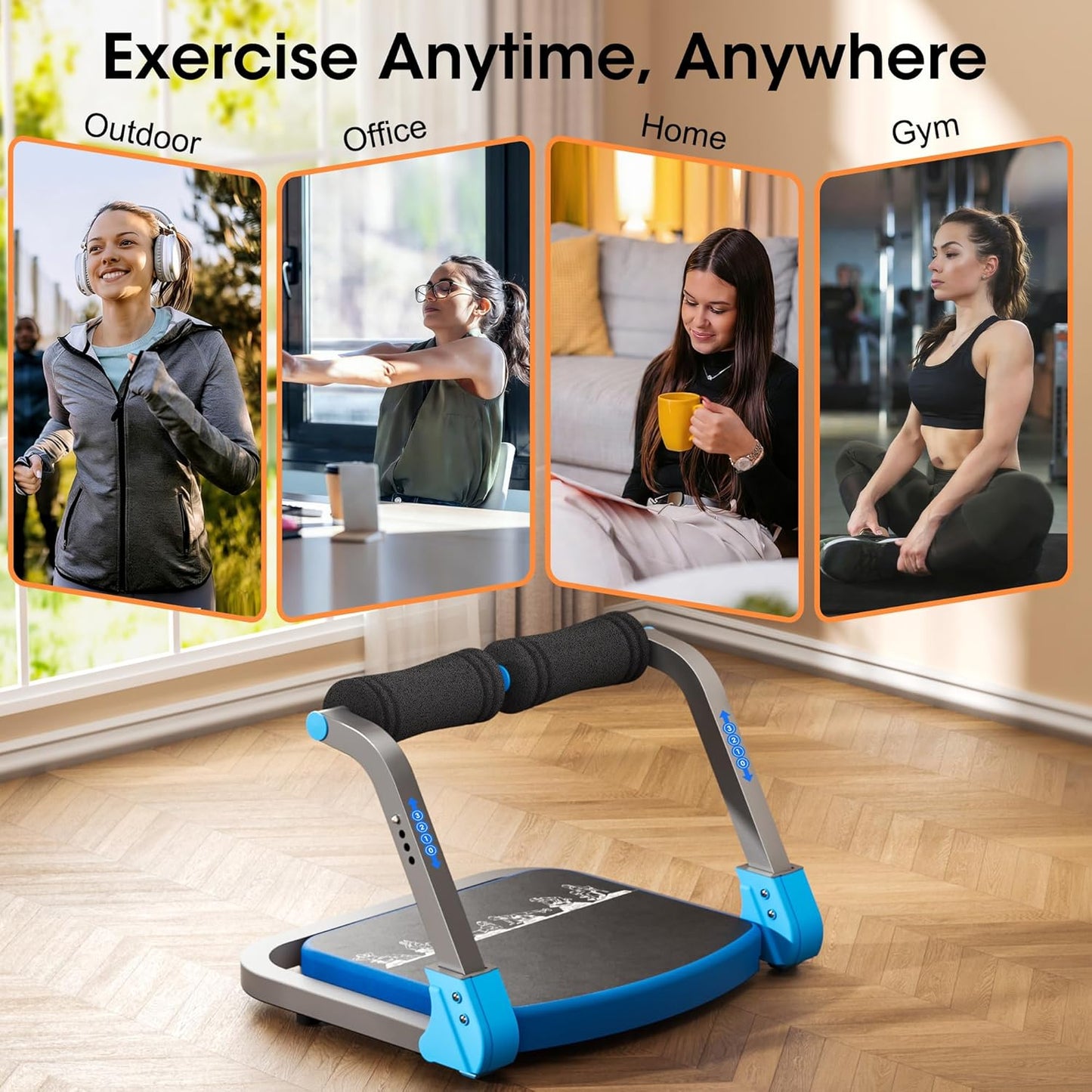 Bauchtrainer mit Zugseilen und einstellbarem Widerstand, Blau