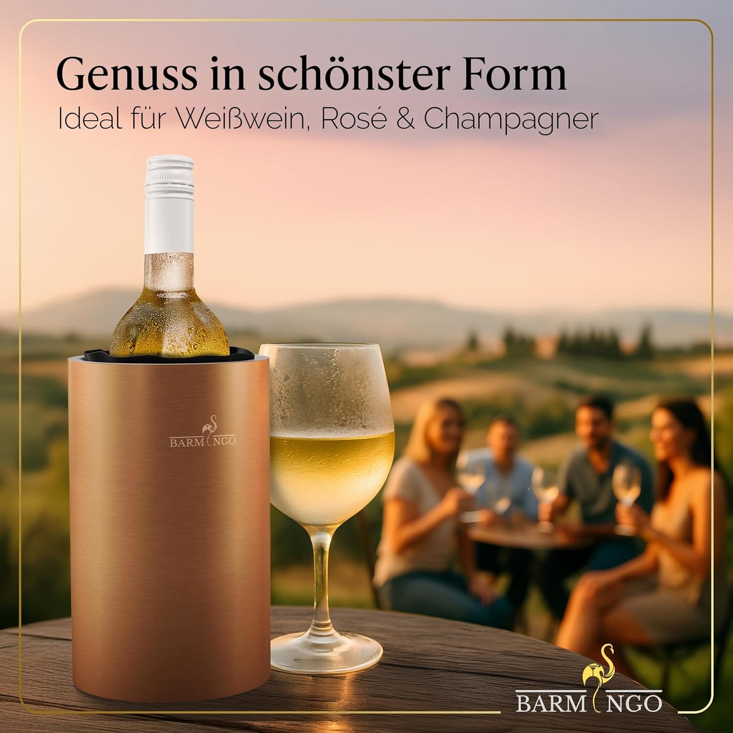 Doppelwandiger Weinkühler mit Kühlmanschetten, Kupfer