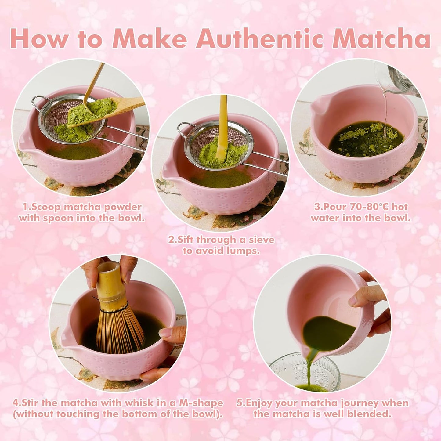 Matcha Tee Set, Kirschblütenrosa