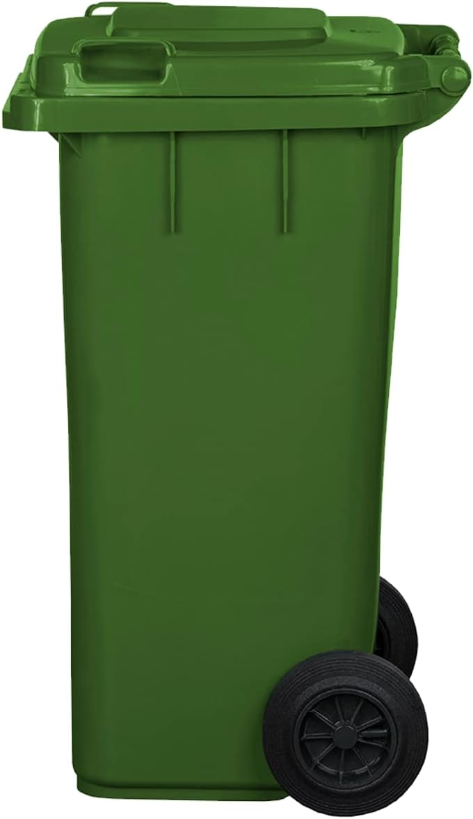 Mülltonne mit Vollgummi-Rädern, grün