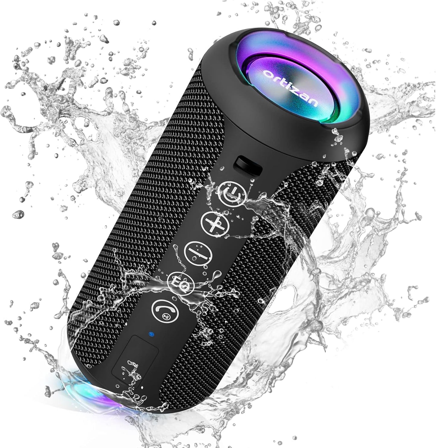 Bluetooth Lautsprecher wasserdicht mit Bass Boost und TWS, Holzkohle schwarz