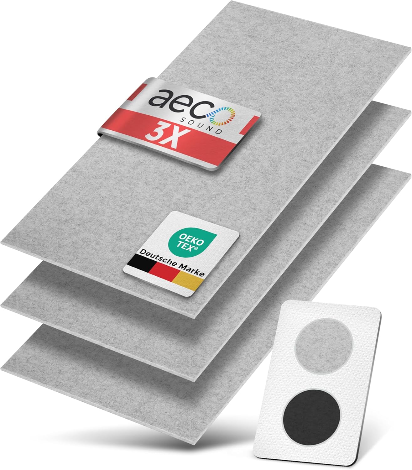 3er-Set Selbstklebender Filz-Wandschutz, 3 Stück Grau