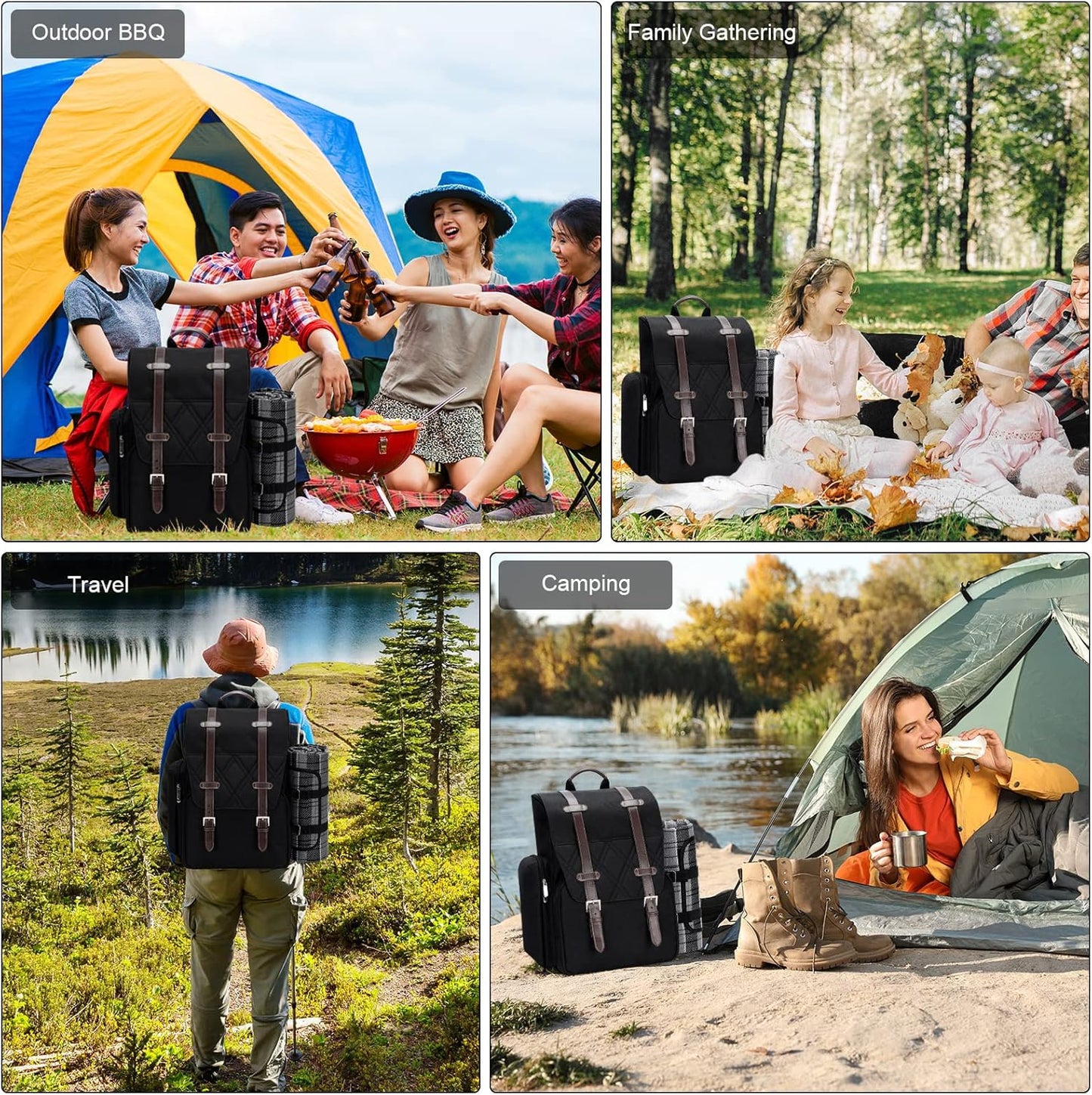 Picknickrucksack mit Kühltasche, 4 Person