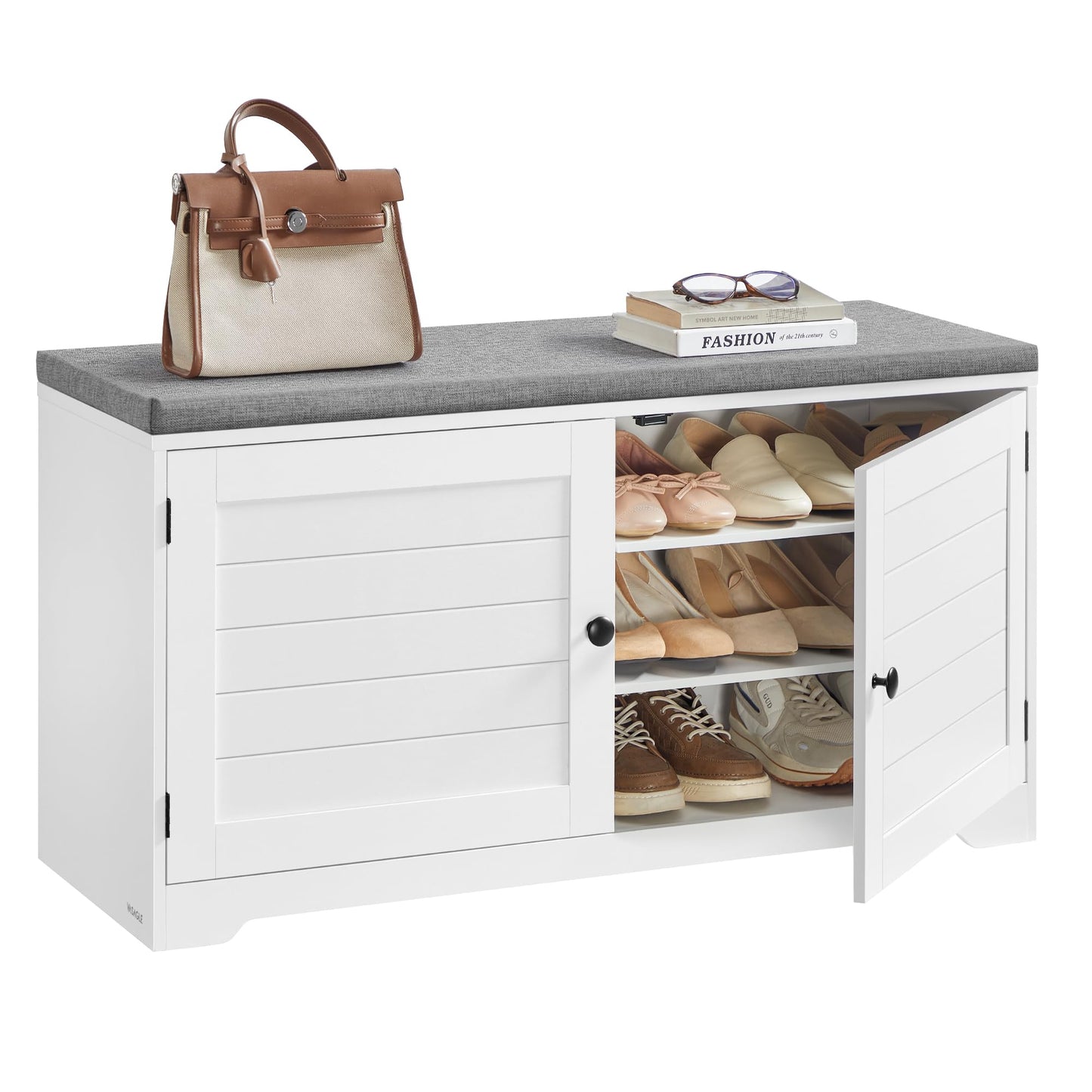 Schuhbank mit Stauraum und höhenverstellbaren Ablagen, 100H cm