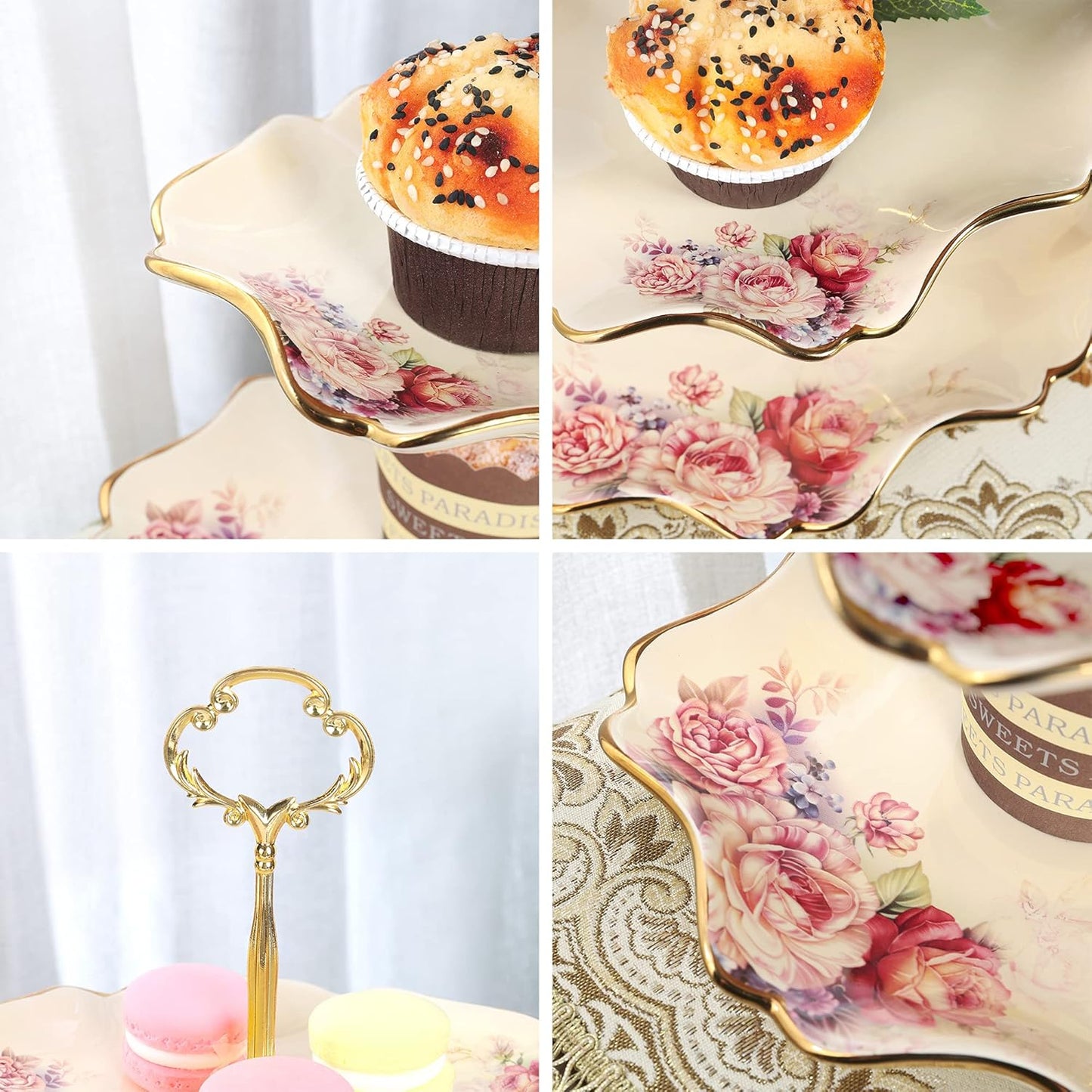 3-stufige Etagère mit Blumenmuster