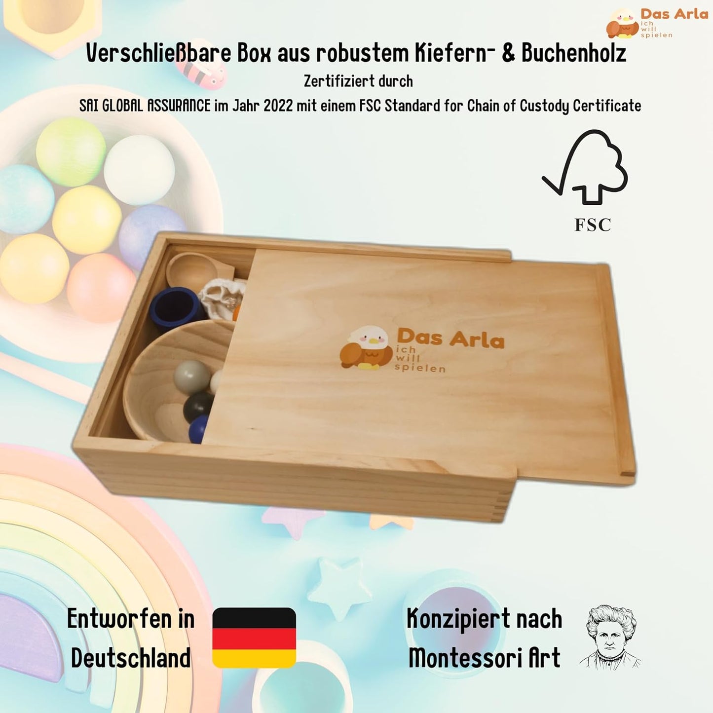 Holzspielzeug Montessori zum Sortieren & Zählen