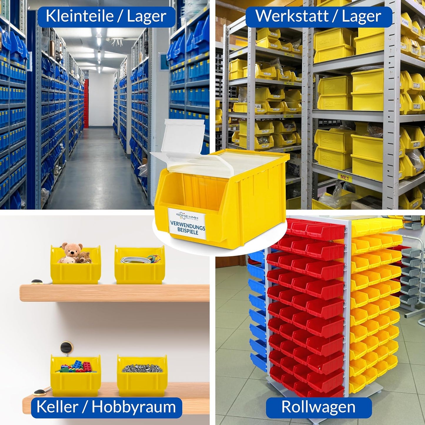 Sichtlagerkästen Set, 12 Stück Blau