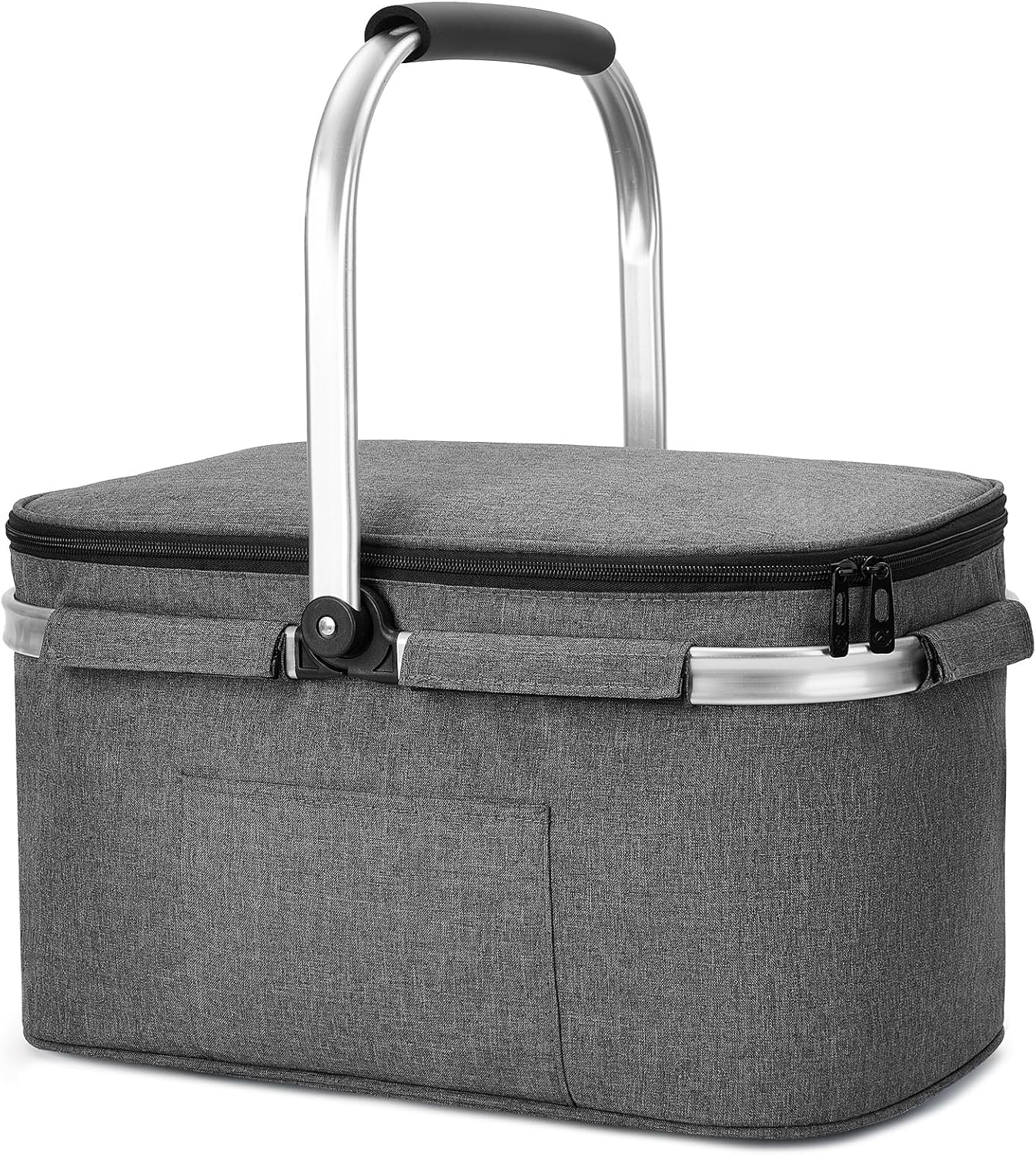 Faltbare isolierte Kühltasche mit Kühlakkus, 32l Hellgrau