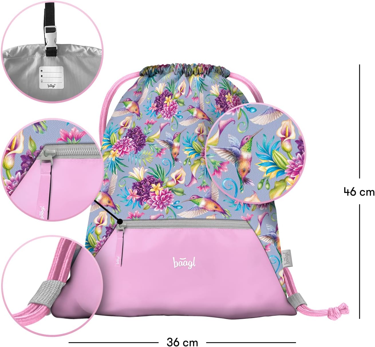 3-teiliges Schulranzen-Set Airy im Kolibri-Design, Kolibri