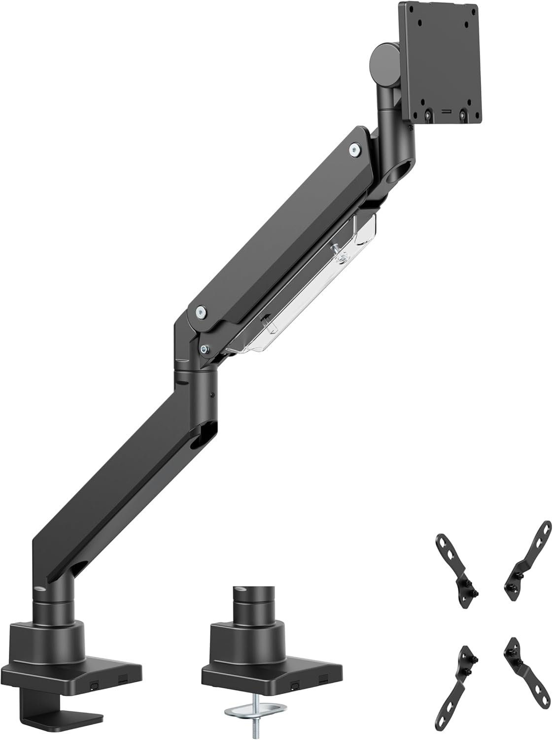 Monitorhalterung mit Gasfeder bis 57 Zoll, 27kg, Mattschwarz 1 Monitore