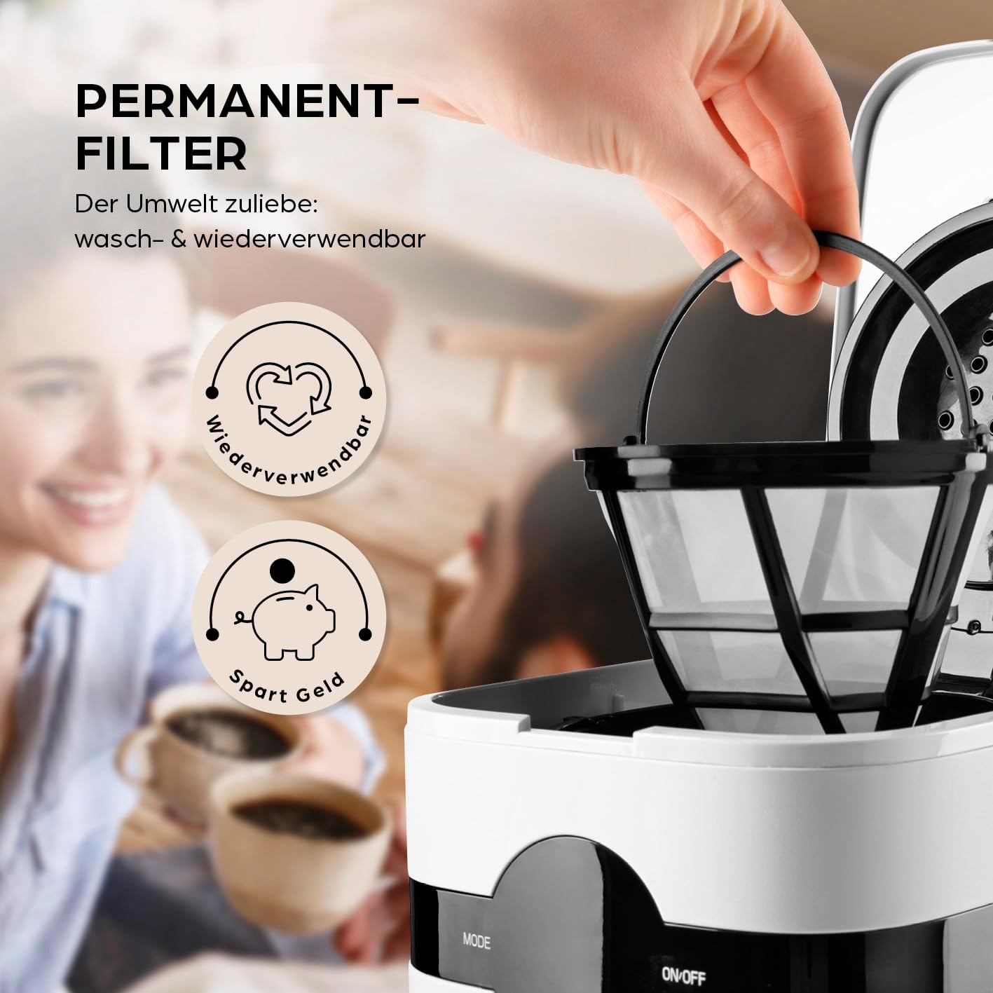 Filterkaffeemaschine mit Isolierkanne, 4) Weiß - Thermokanne