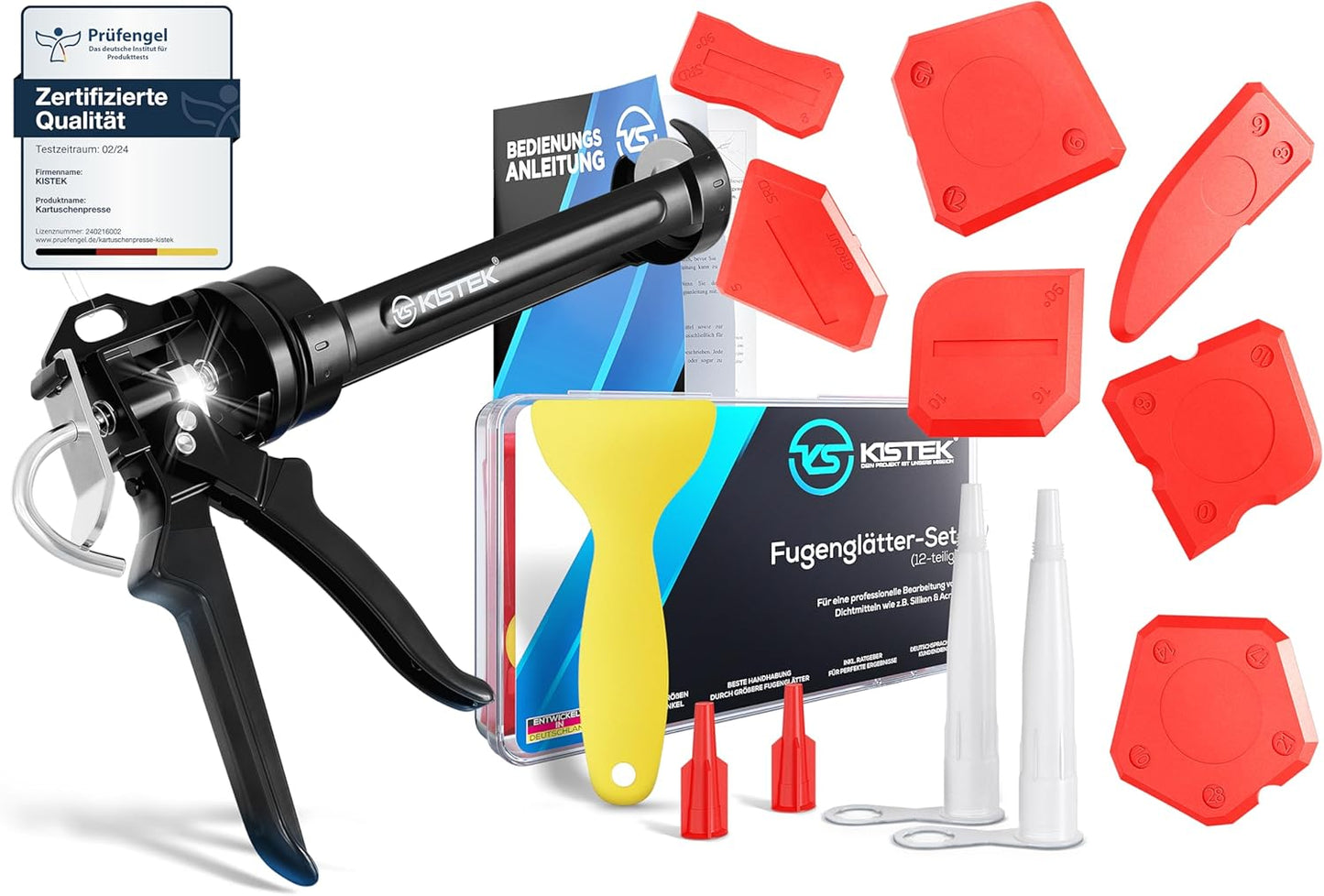 Profi Kartuschenpresse und Fugenglätterset, KISTEK® Basic Bundle